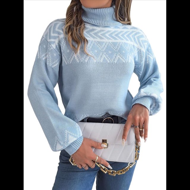 Suéteres para Mujer, Jerseys Casuales de Larga, Suéteres Cálidos, Tops de Punto Peludo, Suéter Grueso de Gran Tamaño. Azul L