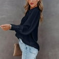 thumbnail image 3 of pbnbp Long Sleeve Button Down Shirts for Women Work Office Dressy Blouses 2023 Lapel V Neck Balloon Sleeve Top Shirt Summer Savings Clearance 2023!, 3 of 4