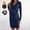 Dark Blue, variant on Women's Maternity Dress Long Sleeve Wrap V Neck Pregnancy Dress Solid Color Soft Ribbed Knit Tie Waist Bodycon Dresses