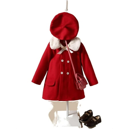 

Cute Plain Collar Regular Long Sleeve Red Toddler Girls Overcoats (Girl s)