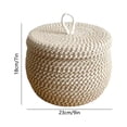 thumbnail image 3 of Slhenay Storage Basket with Lid, Round Woven Blanket Storage for Living Room, Decorative Cute Cotton Rope Hamper for Spring Easter Home Decor (L), 3 of 6