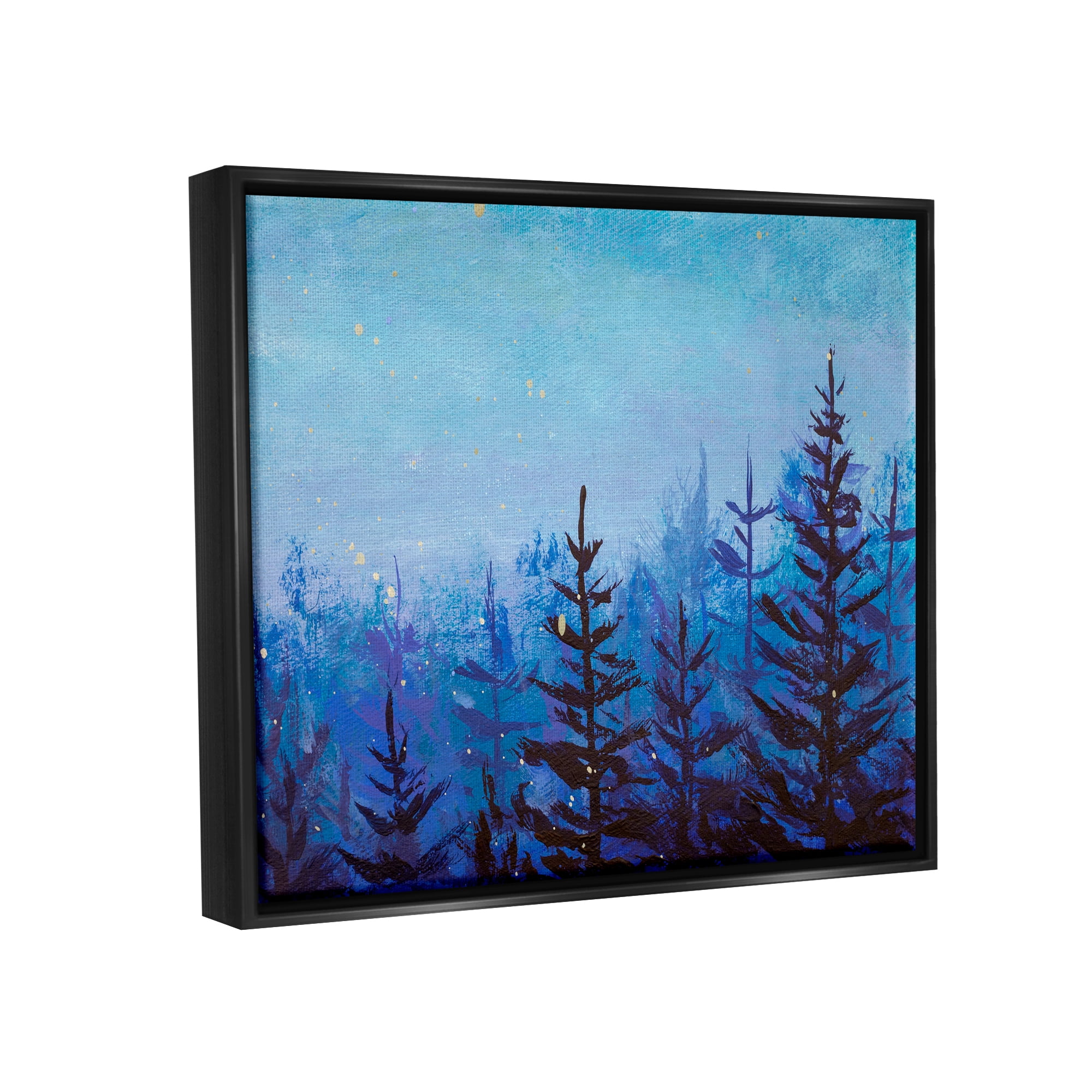 Stupell Industries Foggy Magical Forest Nature Painting Black Floater Framed Art Print Wall Art, 21 x 17