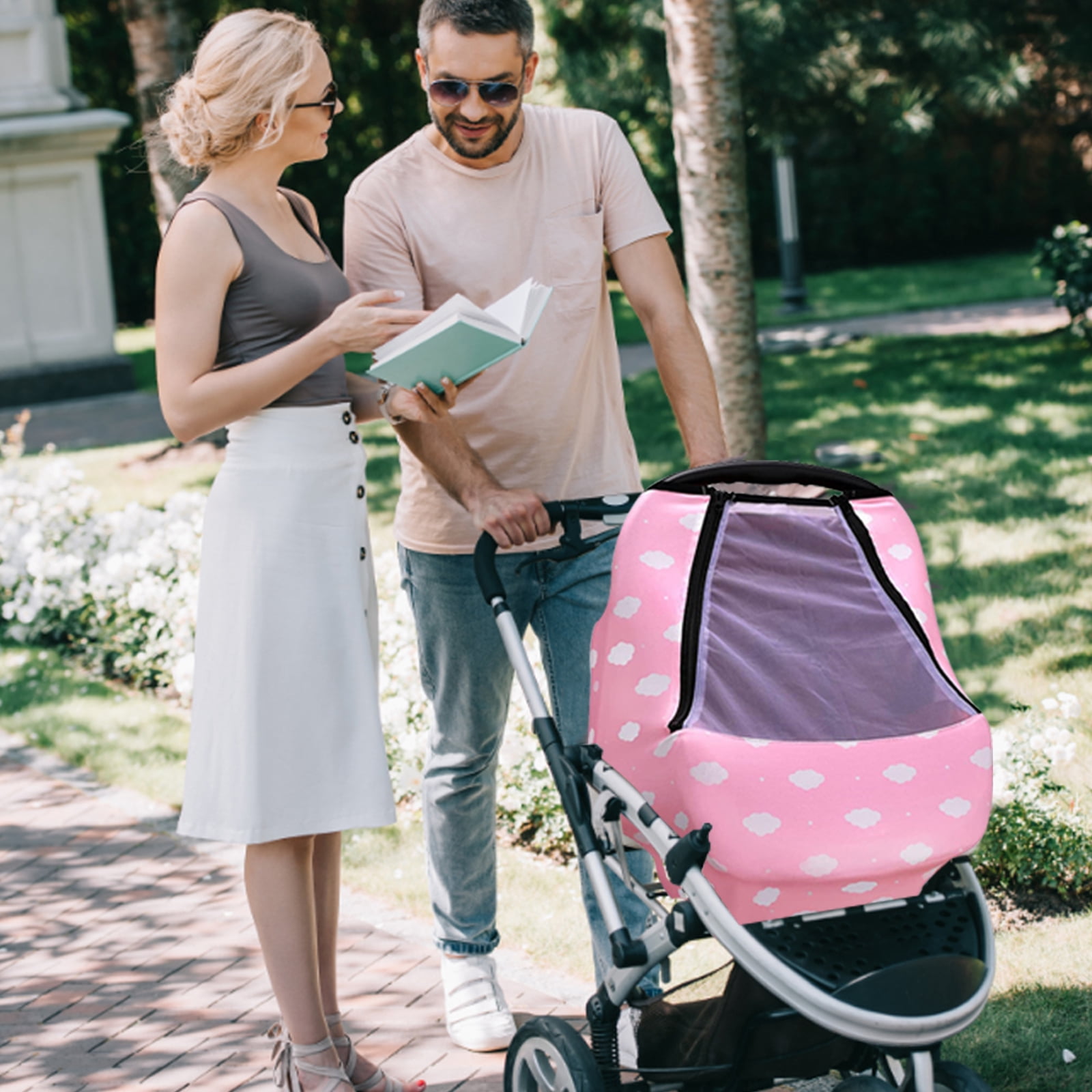 Baby Car Seat Covers, Nursing Cover Breastfeeding Scarf Soft Breathable Stretchy Coverage, Infant Stroller Cover for Boys Girls