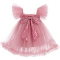 thumbnail image 3 of IDOPIP Toddler Baby Girls Sequins Bow Tie Tutu Dress Rainbow Ruffle Tulle Princess Dress with Headband, 3 of 7