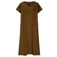 thumbnail image 6 of V Neck Short Sleeve Maxi Dress Casual Loose Fit Flowy Long Dress Sundress with Pockets for Summer Beach Vacation, 6 of 8