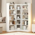 thumbnail image 5 of Winkalon 63.1" Corner Bookshelf, 6 Tier Bookcase with Storage, Corner Shelf with Cabinet, Large Tall Bookshelf for Living Room, Home Office, Bedroom,White, 5 of 9