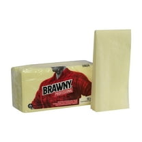 Brawny Industrial Dusting Cloths, Quarterfold, 24X24, Yellow, 50/Pk, 4/Ct