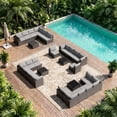 thumbnail image 7 of Patio Furniture Set - All-Weather - 7 Piece Patio Outdoor Conversation Set, Modular Wicker Rattan Sectional Sofa for Backyard, Garden, Poolside, Balcony, Porch, Patio, Brown/Light Gray, 7 of 7