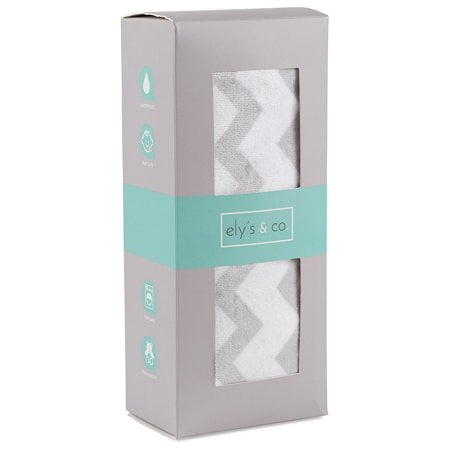 Waterproof Plush Velvet Change Pad Cover Grey and White Chevron