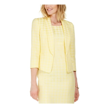 Kasper Women's Houndstooth Blazer Jacket Yellow Size 6Petite