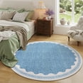 thumbnail image 4 of FairOnly Modern 6'x6'Round Solid Color Machine Washable Area Rug for Bedroom Non Slip Soft Stain Resistant Low Pile Rugs for Living Room Kitchen,Blue, 4 of 6