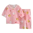 thumbnail image 2 of NAISIBABY Girls Pajamas Set, Short Sleeve Tops Elastic Waist Pants Prints Casual Home Clothes Pink 3T, 2 of 3