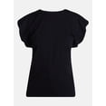 thumbnail image 6 of Scenario Women's and Women's Plus Tee with Short Bubble Cap Sleeves, Sizes XS-4X, 6 of 6