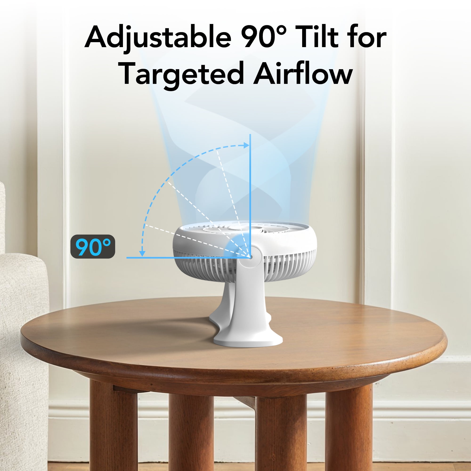 Comfort Zone 11 in. Desktop Table Fan with 3 Speeds, Adjustable Tilt, White