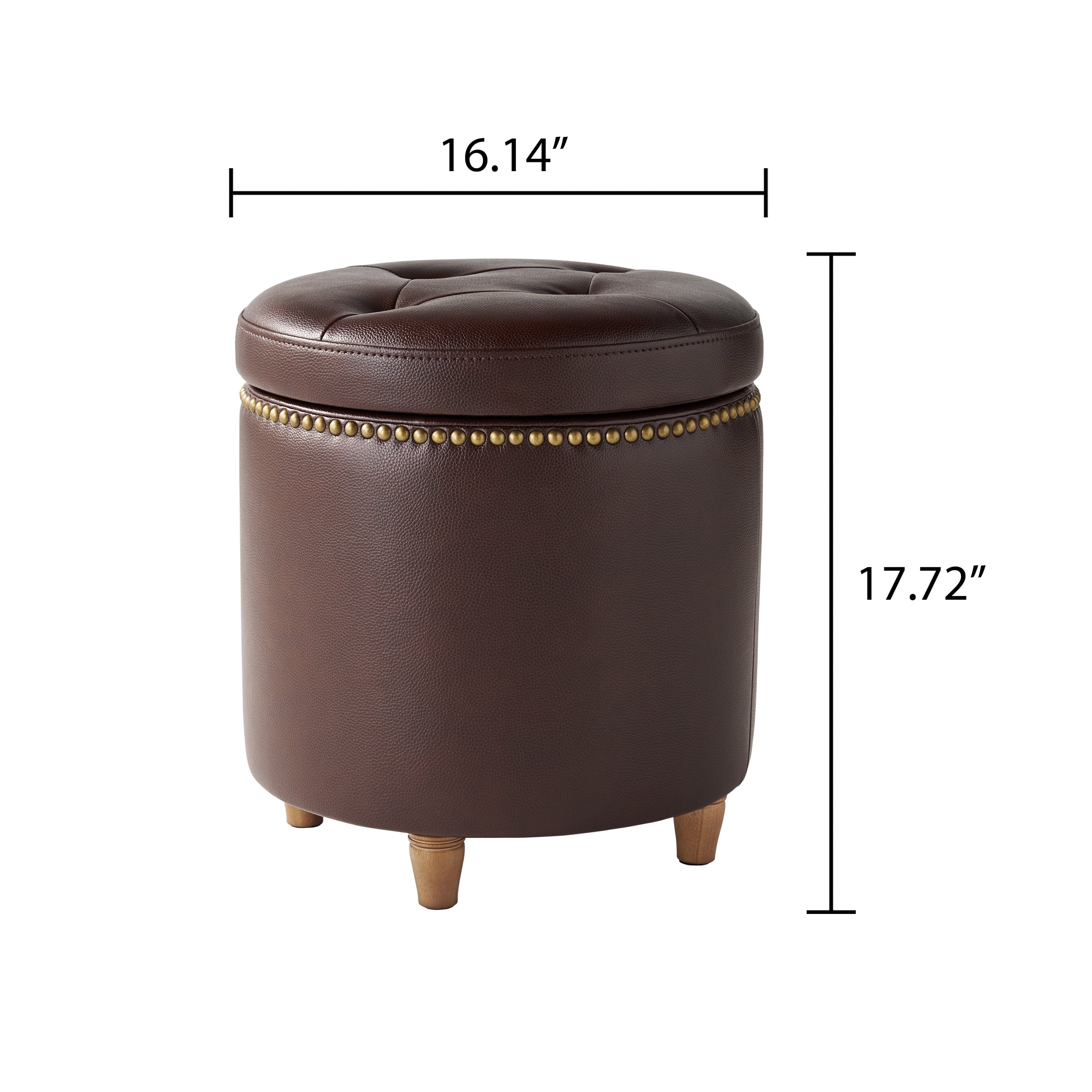 The Pioneer Woman Harper Round Storage Ottoman, Whiskey, 17.72 in