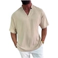 thumbnail image 2 of ZUKMRJPC Mens Short Sleeve T-Shirts V Neck Fashion Solid Color Summer Basic Tops Casual Loose Fit Sport Athletic Work Shirts, 2 of 7