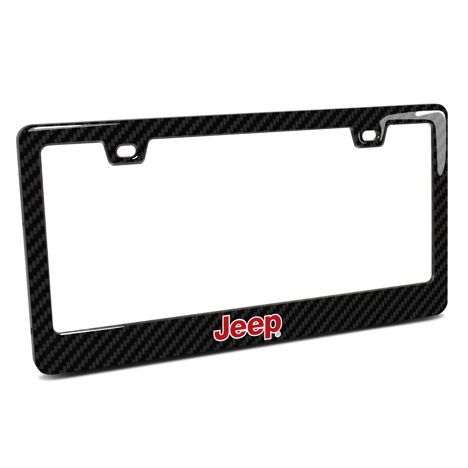 Jeep in Red Black Real 3K Carbon Fiber Finish ABS Plastic License Plate Frame