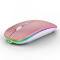 thumbnail image 1 of Mouse inalámbrico WREANU de doble modo recargable con LED, color oro rosa, 1 of 7