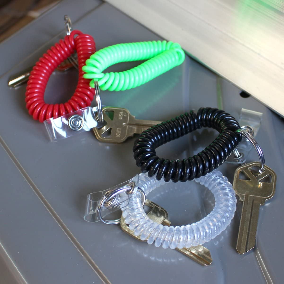25 Pack - Ultimate Wrist Coil Camper Keychains for Work and Play - Premium Elastic Spiral Bungee Badge Holder & Key Chain Ring (One Size Fits All) by Specialist ID (Assorted Colors)