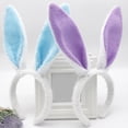 thumbnail image 4 of TNOBHG Easter Headband Easter Bunny Ear Headband Patchwork Color Soft Plush Hair Hoop Washing Face Hair Hoop, 4 of 8