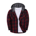 thumbnail image 5 of GrmtClth Men Classic Plaid Flannel Hooded Button‑Up Shirt Long Sleeve Jacket Single Pocket Grey Hood Casual Travel Party Wear, 5 of 5