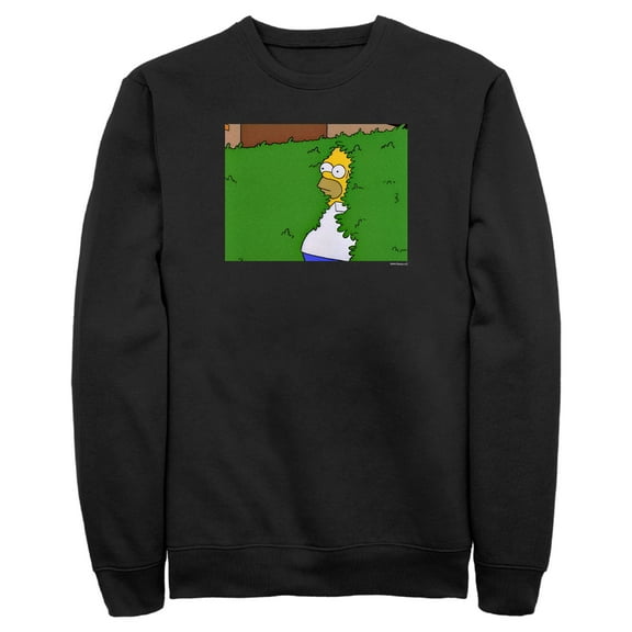 Men's The Simpsons Homer Disappearing into the Bush, Nothing to See here Sweatshirt Black 2X Large