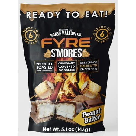 Fyre S'mores Ready to Eat Authentic Chocolate Peanut Butter Marshmallow Smores, 5.1 oz, 6 Count Bag