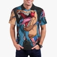 thumbnail image 2 of Balery Blue Dinosaur Printed Men’s Short Sleeve Polo Shirt, Midweight Men's Shirt,Golf Polo shirts -X-Large, 2 of 8
