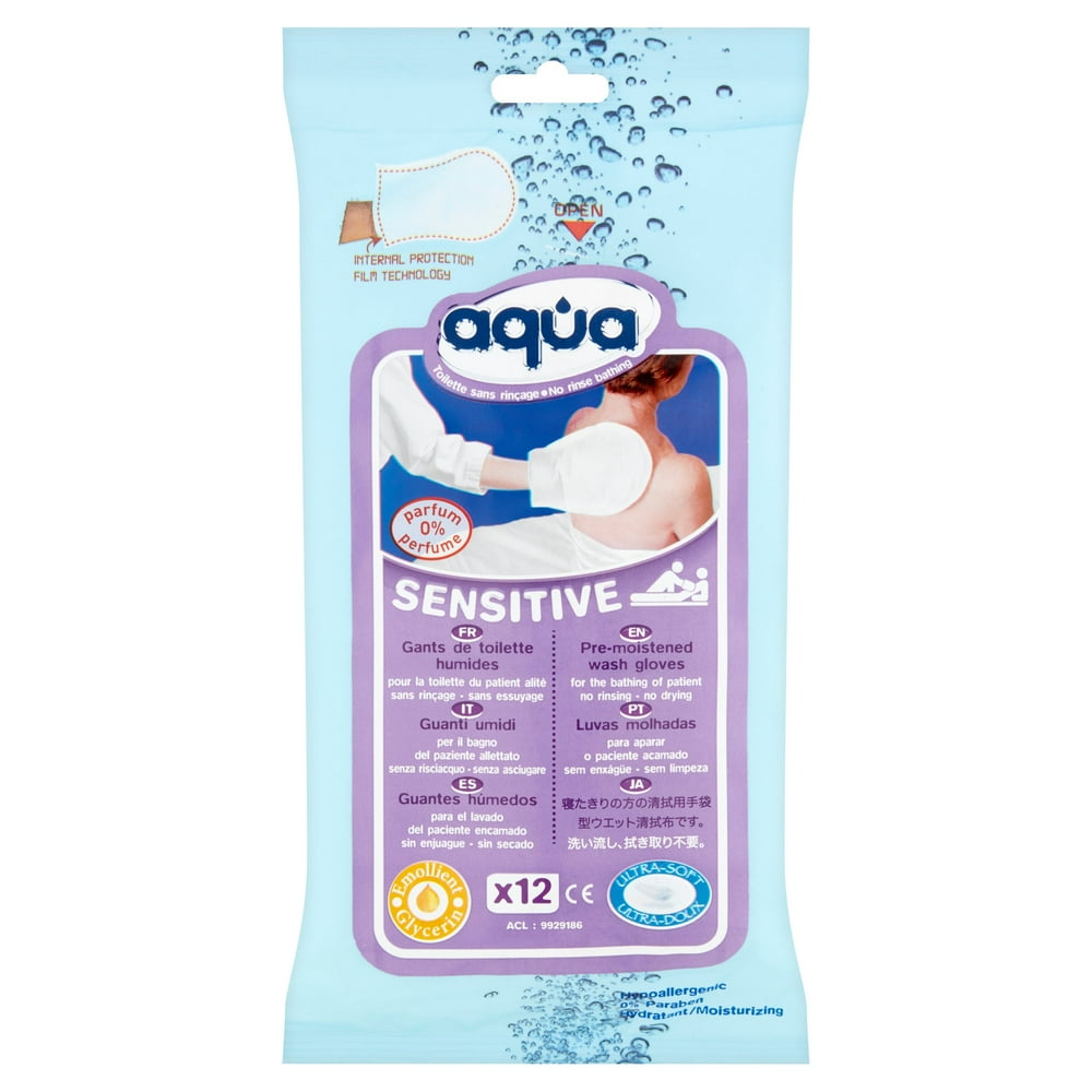 Aqua PreMoistened Wash Gloves, 12 count