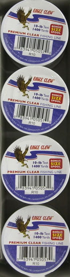 Details about   CLEAR Mono Premium Eagle Claw Fishing Line 50 Pound Test 280yds Saltwater Salmon 