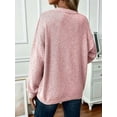 thumbnail image 3 of Womens Sweaters Fall Casual Long Sleeve Light-Weight Oversized Pullover Sweater Tops Pink S, 3 of 4
