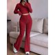 thumbnail image 5 of Conjunto de Dos Piezas para Mujer, Pantalón Corto de Larga con Cremallera y Pantalones, Chándal Sexy y Ajustado para Estar en Casa. Vino Tinto L, 5 of 6
