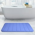 thumbnail image 4 of 3 Piece Memory Foam Bath Mat Set with U-Shaped Toilet Mat Bathroom Rugs Soft Comfortable Water Absorption Bath Carpet Non-Slip Thick Machine Washable for Kitchen/Living Room(Blue), 4 of 9