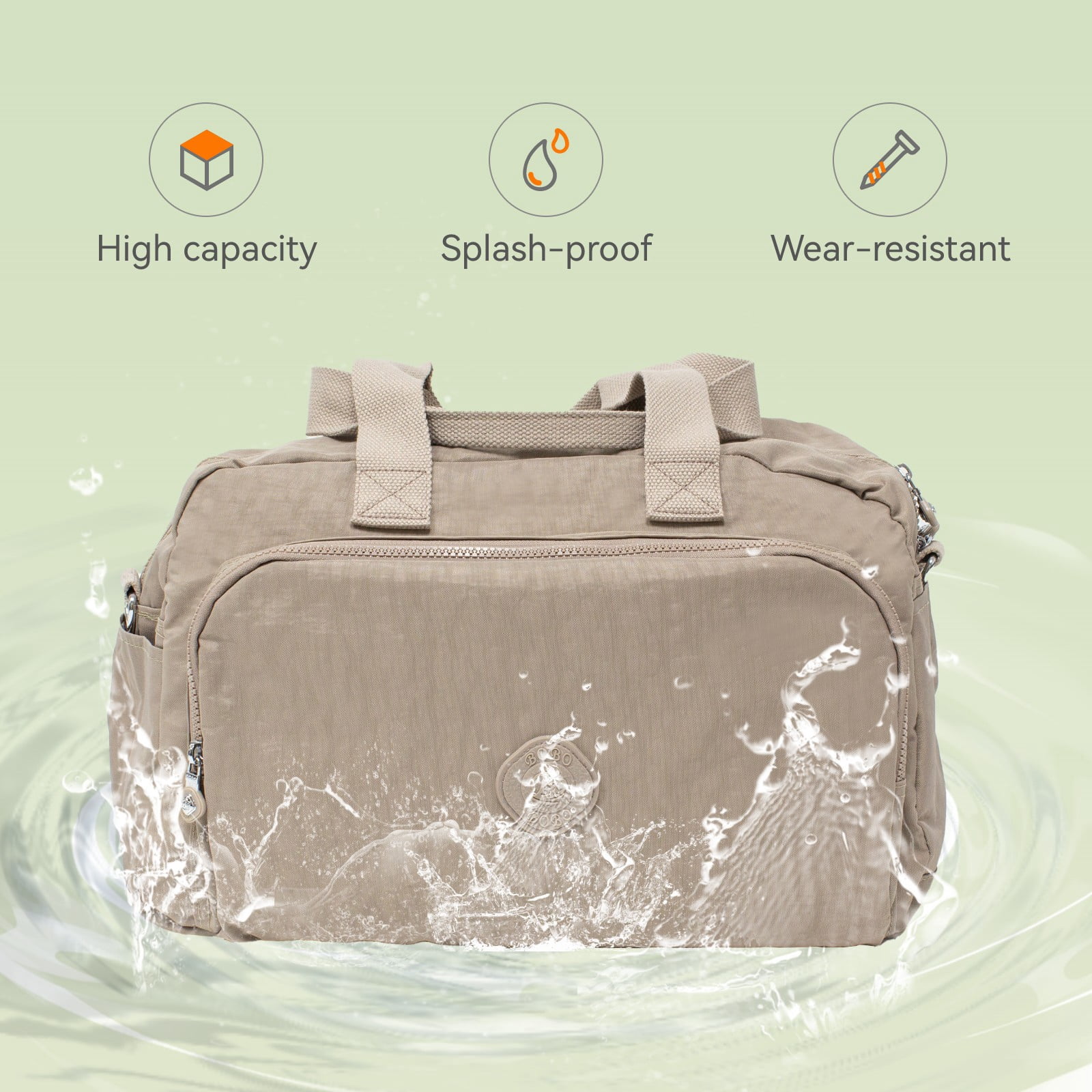 01008-Large Capacity Duffle Bag, Waterproof Fabric, Can Wear Trolley Duffel Bag, Sports And Leisure Fitness Bag（pale muted tone）