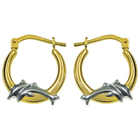 Gold- and Silver-Tone Dolphin Hoop Earrings
