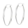 thumbnail image 6 of JewelStop 14K White Gold Oval Twisted Hoop Earrings, 2.6gr., 6 of 7
