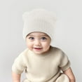 thumbnail image 2 of Splozh Infant Beanie Baby Fall and Winter Hats Boys and Girls Baby Bear Knitted Hats White,3-36 Months, 2 of 8