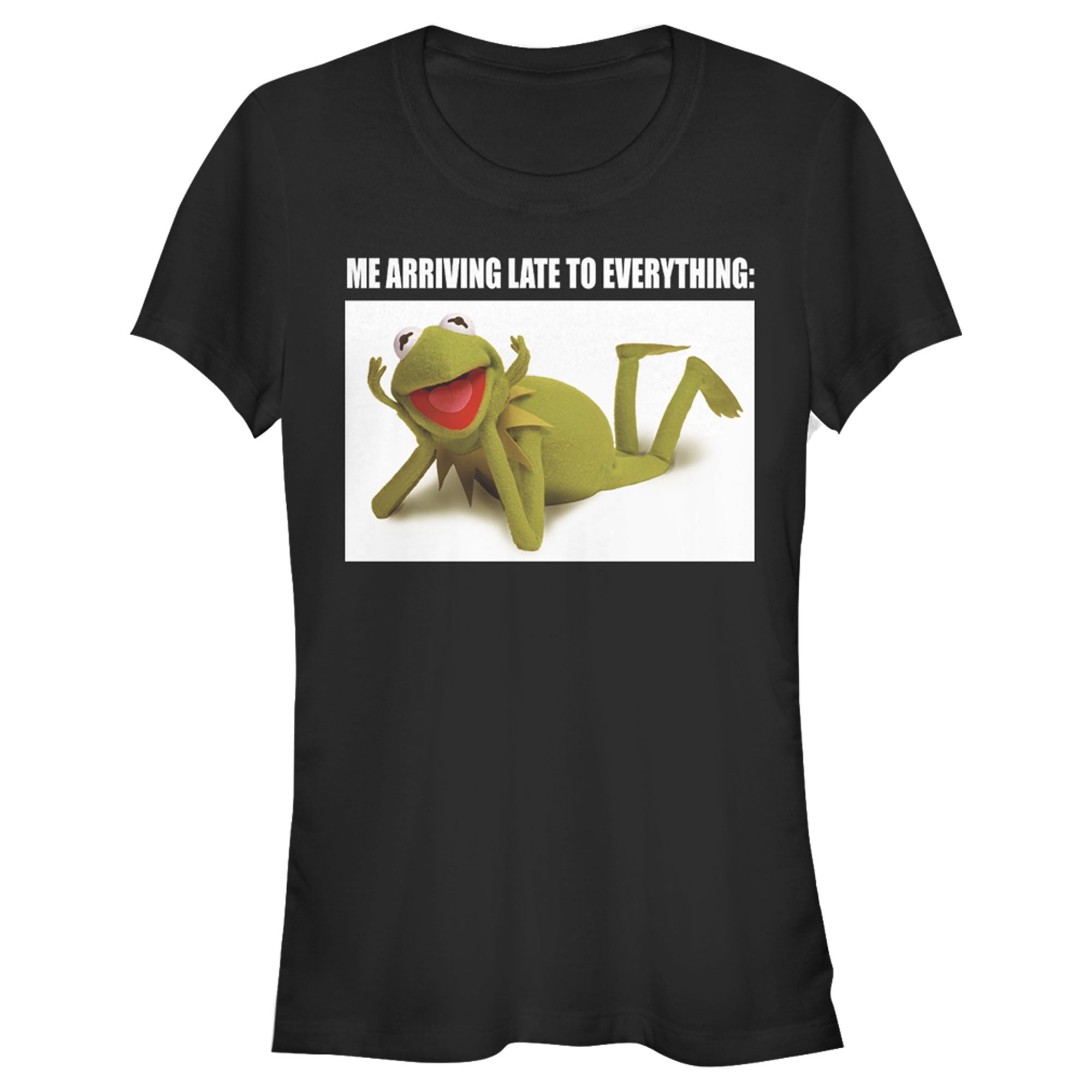 Muppets Junior S Disney Muppets Kermit Meme Graphic Tee Black Medium Walmart Com Walmart Com