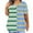 Green, variant on Plus Size Tops for Women V-Neck Short Sleeve Striped Patchwork Print Casual Loose Blouse Navy 2XL