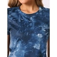 thumbnail image 5 of INSPIRE CHIC Women's Pajama Set Tie Dye Print Short Sleeves Tops and Shorts 2 Pcs Lounge Sets XL Navy Blue, 5 of 5
