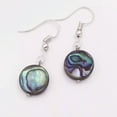 thumbnail image 6 of K-KED 12mm Flat Round Natural Paua Abalone Shell Drop Dangle Hook Earring 1.2", 6 of 6