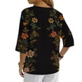 thumbnail image 5 of Womens Plus Tops Casual Fashion Printed Short Sleeve Button Shirt Loose T-shirt Blouse, 5 of 9