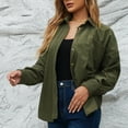 thumbnail image 7 of Corduroy-Coats for Women with Pocket Button Up Collared Long Sleeve Shackets Jackets Ladies Casual Solid Loose Comfort Outerwear Coat, 7 of 7