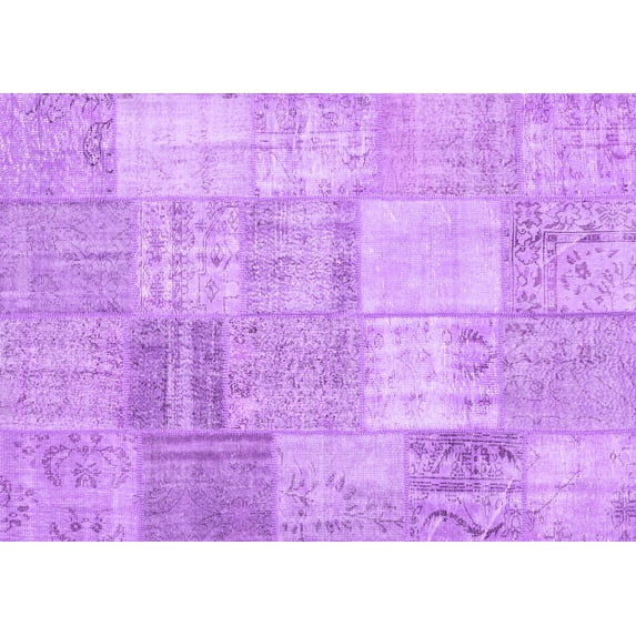 Ahgly Company Indoor Rectangle Patchwork Purple Transitional Area Rugs, 5' x 8'