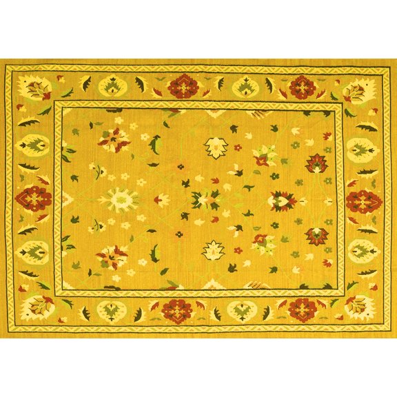Ahgly Company Indoor Rectangle Abstract Yellow Contemporary Area Rugs, 4' x 6'