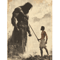 thumbnail image 1 of Qisvanset 12x16 Inch David and Goliath Bible Canvas Wall Art, Modern Scripture Sketch Religious Home Decor Gift, 1 of 8