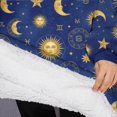 thumbnail image 3 of Oversized Wearable Blanket Hoodie,Blue Gold Sun Moon Star Zodiac Pattern Sherpa Blanket Hoodie with Super Pockets,Super Warm Fuzzy Pullover for Women & Men, 3 of 6