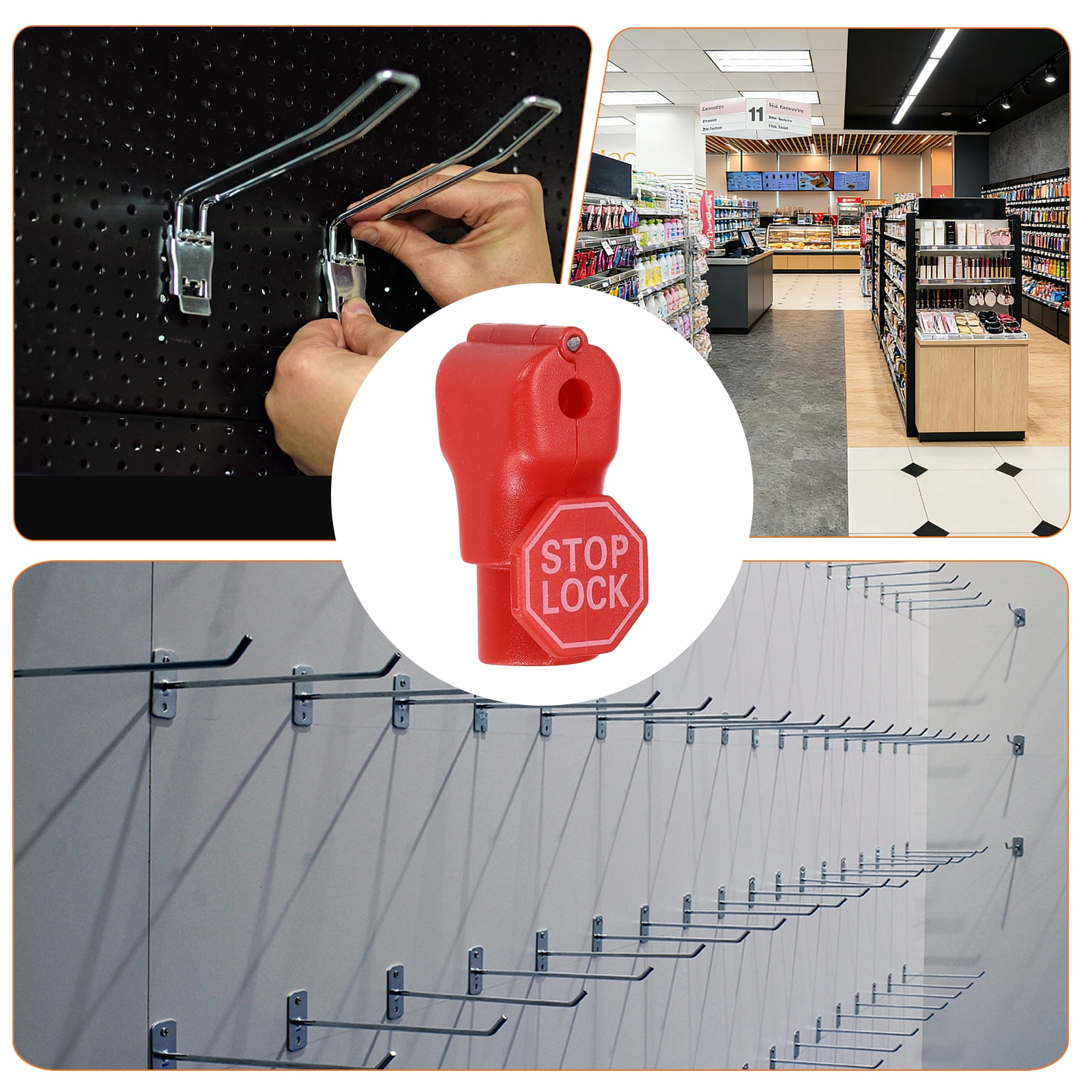 Uxcell 50Pcs Peg Hook Locks (4.5mm) PC Magnet Anti-Theft Pegboard Display Hook Locks Security Red Stop Tools, Fits Retail Shop/Shopping Center/Garage Tools, Red