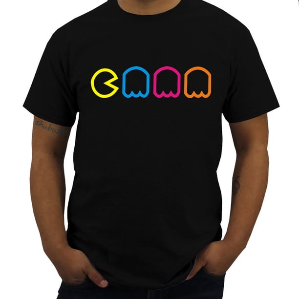 Camiseta de algodón con cuello redondo para hombre camisa Retro de los años 70 y 80 recreativos videojuegos de PC de talla grande color negro