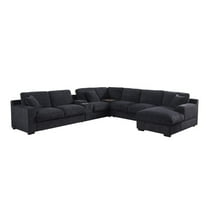 Lilola Home Fabric Corner Sectional Sofa with Right-Facing Chaise, Cupholders